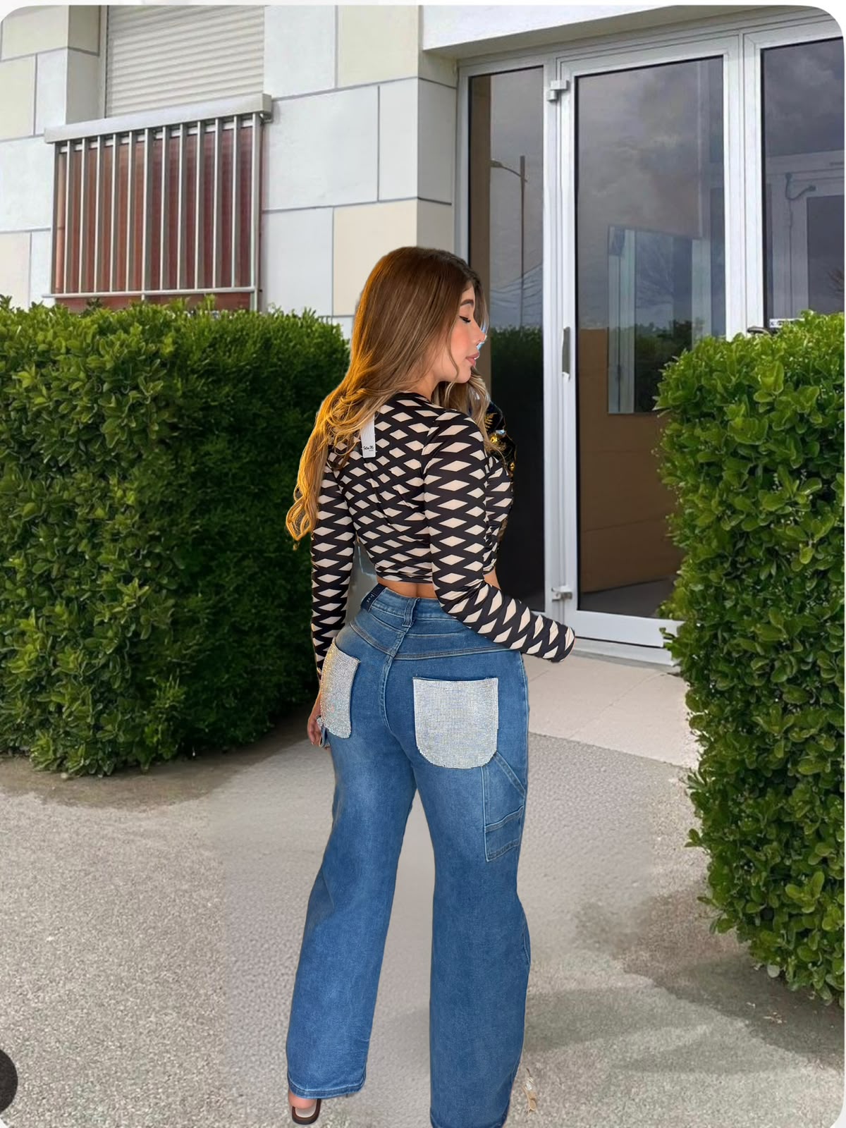 JEANS ANCHO SALVAJE BRILLO BOLSILLO